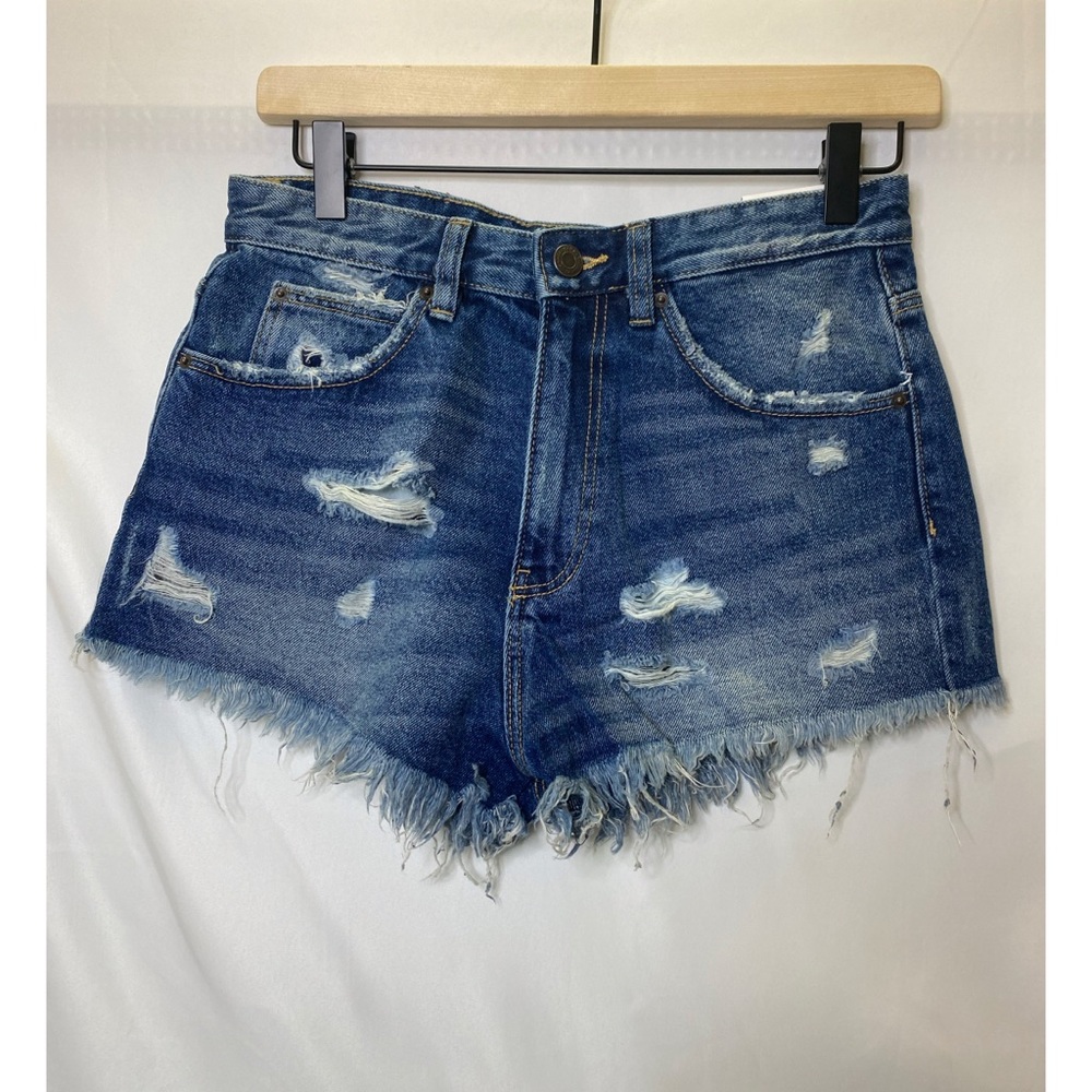 NWT ZARA HIGH WAIST DISTRESSED DENIM SHORTS